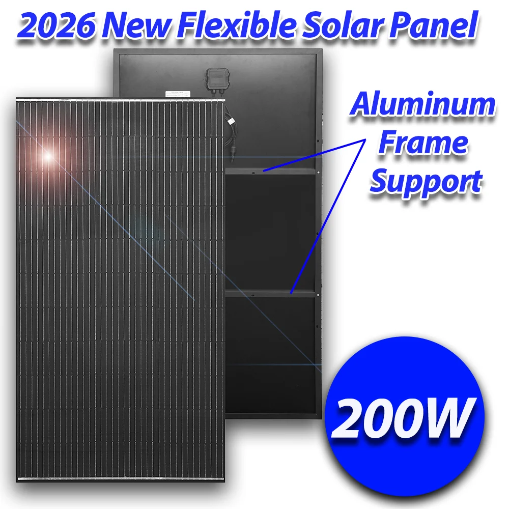 Pannello Solare Monocristallino da 200W ad Alta Efficienza per Esterni, Modulo Solare per Ricarica Batterie e Illuminazione Domestica