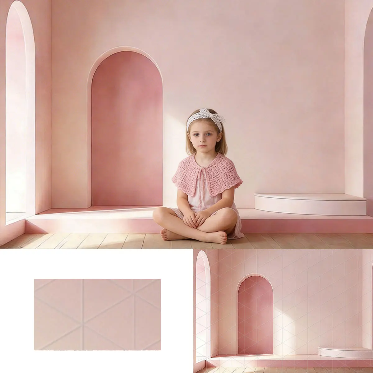 Pink Stone Arch Wall Backdrop Kids Cake Smash Props Birthday Photocall Props Child Baby Photography Background