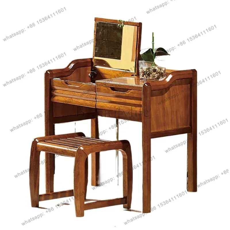 

yj58 ~All solid wood dresser bedroom flip cover Chinese walnut master bedroom computer integrated makeup table