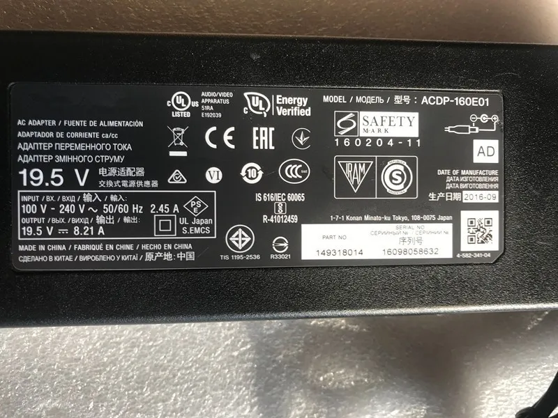 ACDP-160E01 19.5V 8.21A 160W AC Adapter Charger for Sony Bravia TV KD-49XD8077 XBR-49X800D XBR-43X800E Power Supply