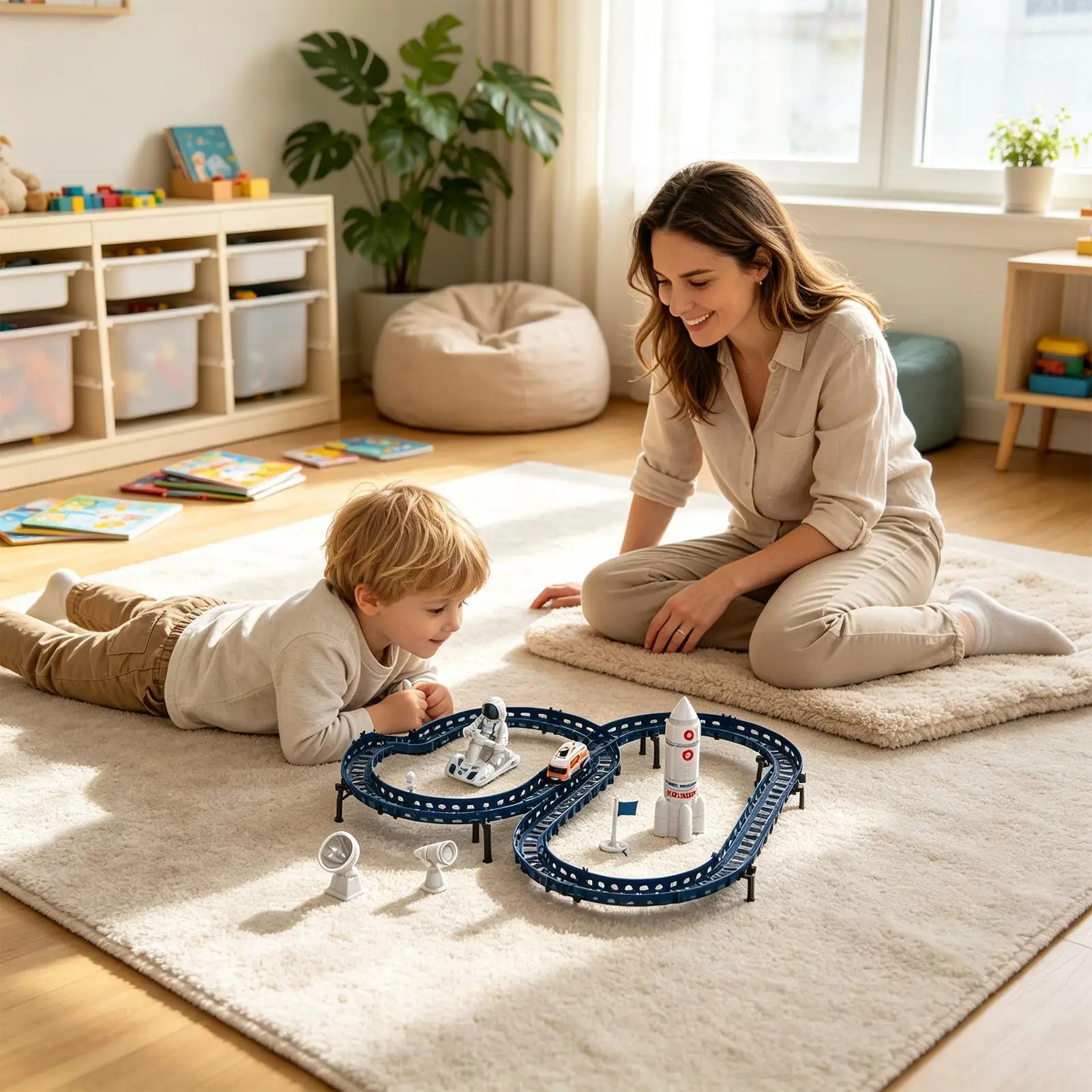 Space Track Set Electric Early Learning Assembly Playset Educational Assembly Toys For Boys Girls Preschoolers Living Room