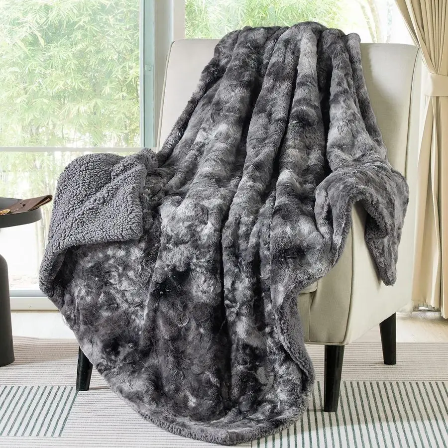 

GentleSoft Sherpa Fluffy Throw Blanket Fleece Warm and Cozy Throw for Women Gift, Plush amp Fuzzy Faux Fur Blanket for Couch, So