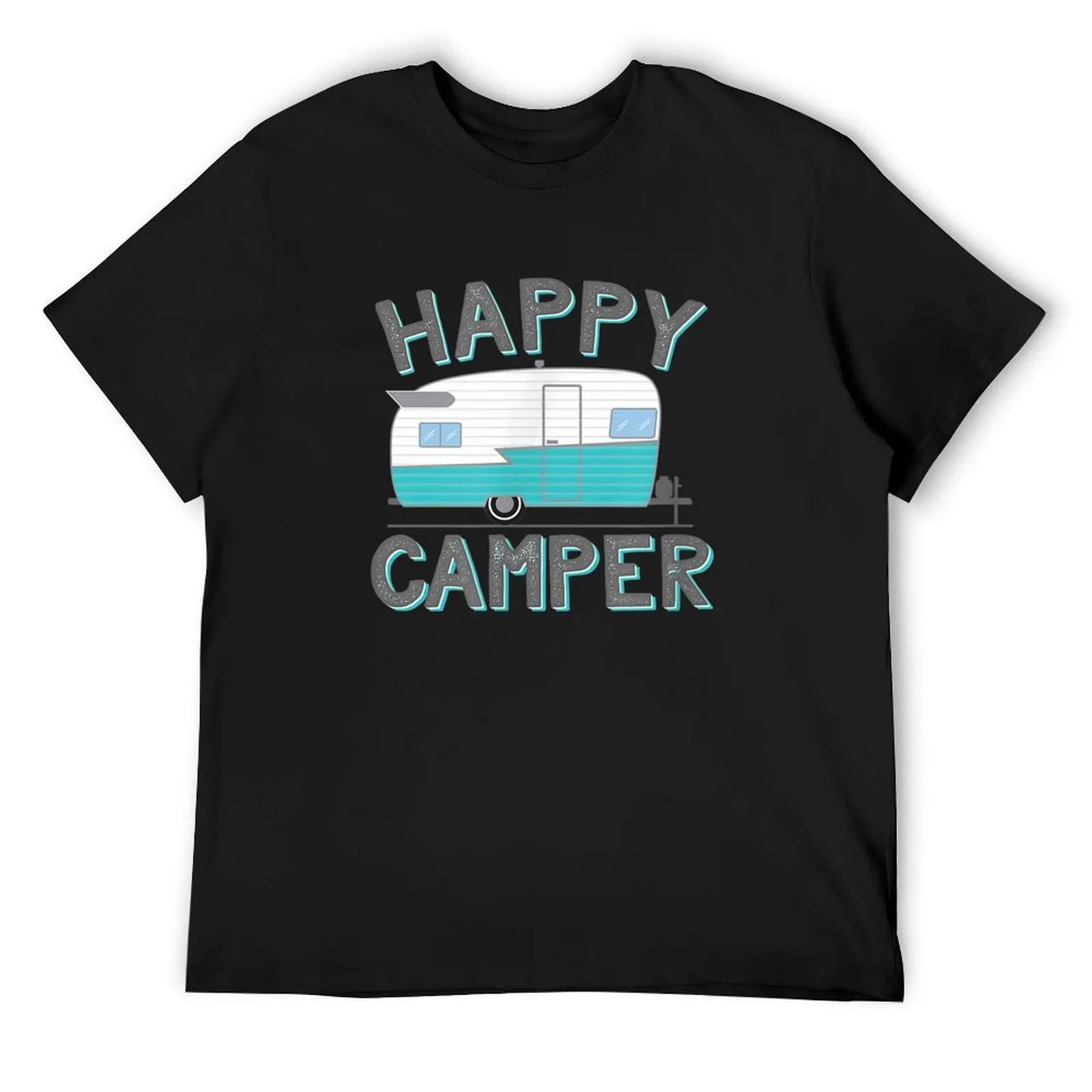 Happy Camper Vintage Shasta Trailer T-Shirt blue archive vintage summer clothes custom shirt big and tall t shirts for men