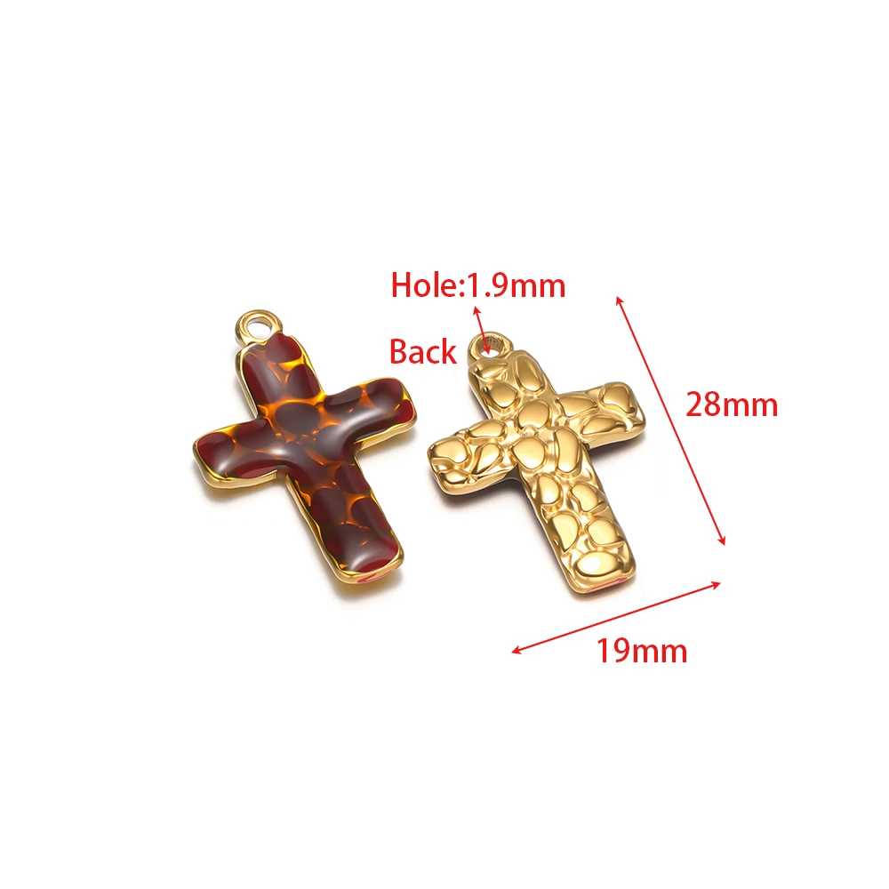 4 Stück Edelstahl Religiöse Emaille-Kreuzanhänger Halskettenanhänger Großpackung für DIY Damenschmuckherstellung Ohrringe Armband Zubehör – Detail 5