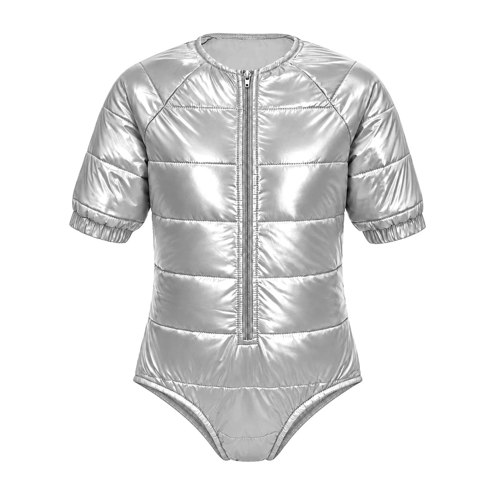 Kids Warm Bodysuit for Boys Girls Water Resistant Padded Bodysuit Short Sleeve Leotard for Outdoor Skiing Skating Jumpsuit