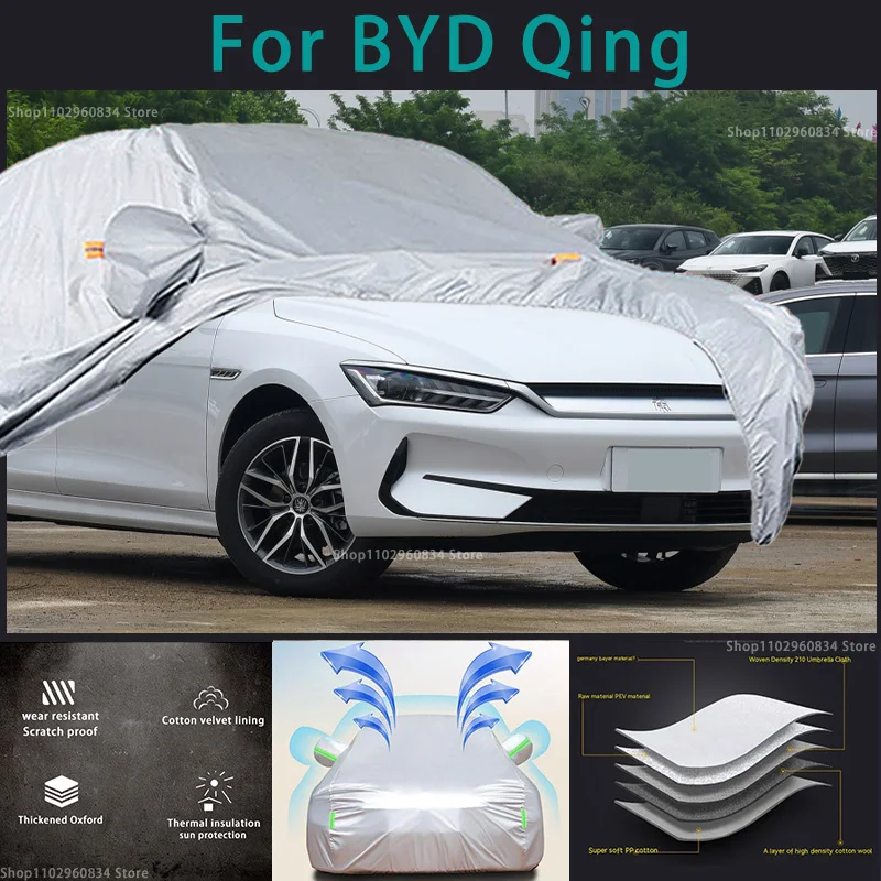 

For BYD Qing 210T Waterproof Full Car Covers Outdoor Sun uv protection Dust Rain Snow Protective Auto Protective cover