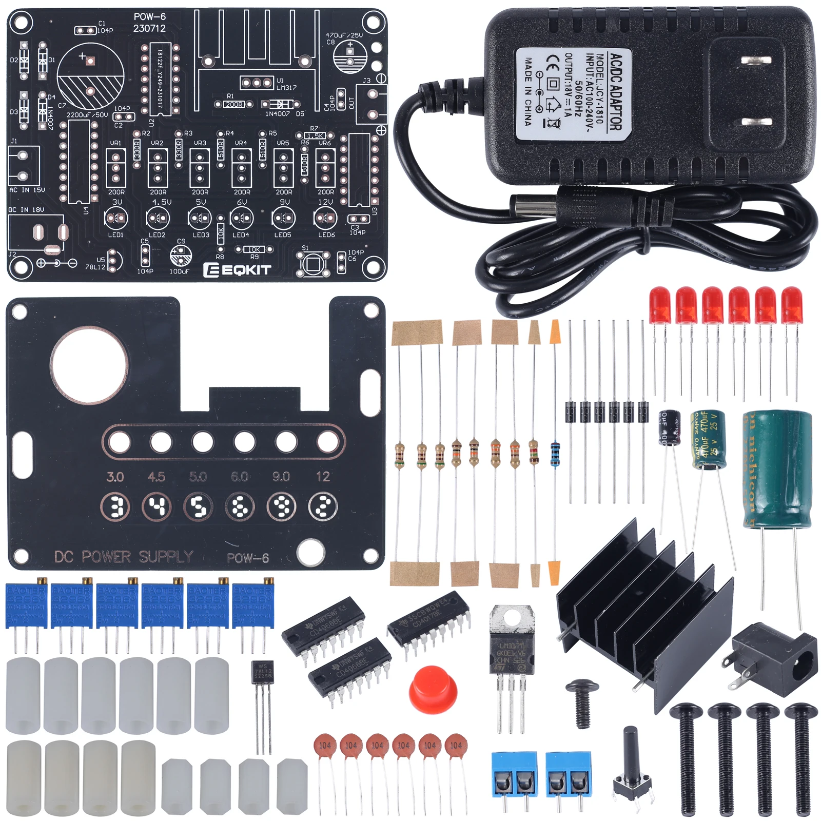 DIY Electronic Kit Step Down Power Supply Module Buck Voltage Converter AC15V/DC18V to DC 3/4.5/5/6/9/12V Soldering Practice