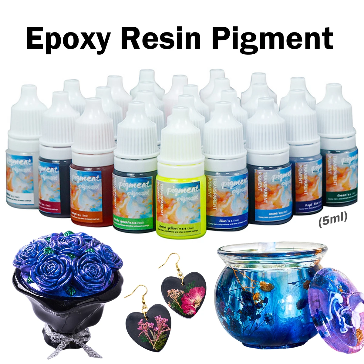 5ml 24Colors Epoxy Resin Paint Pigment Concentrated Liquid Resin Dye Colorant for UV Resin Coloring Jewelry Art Craft DIY Making