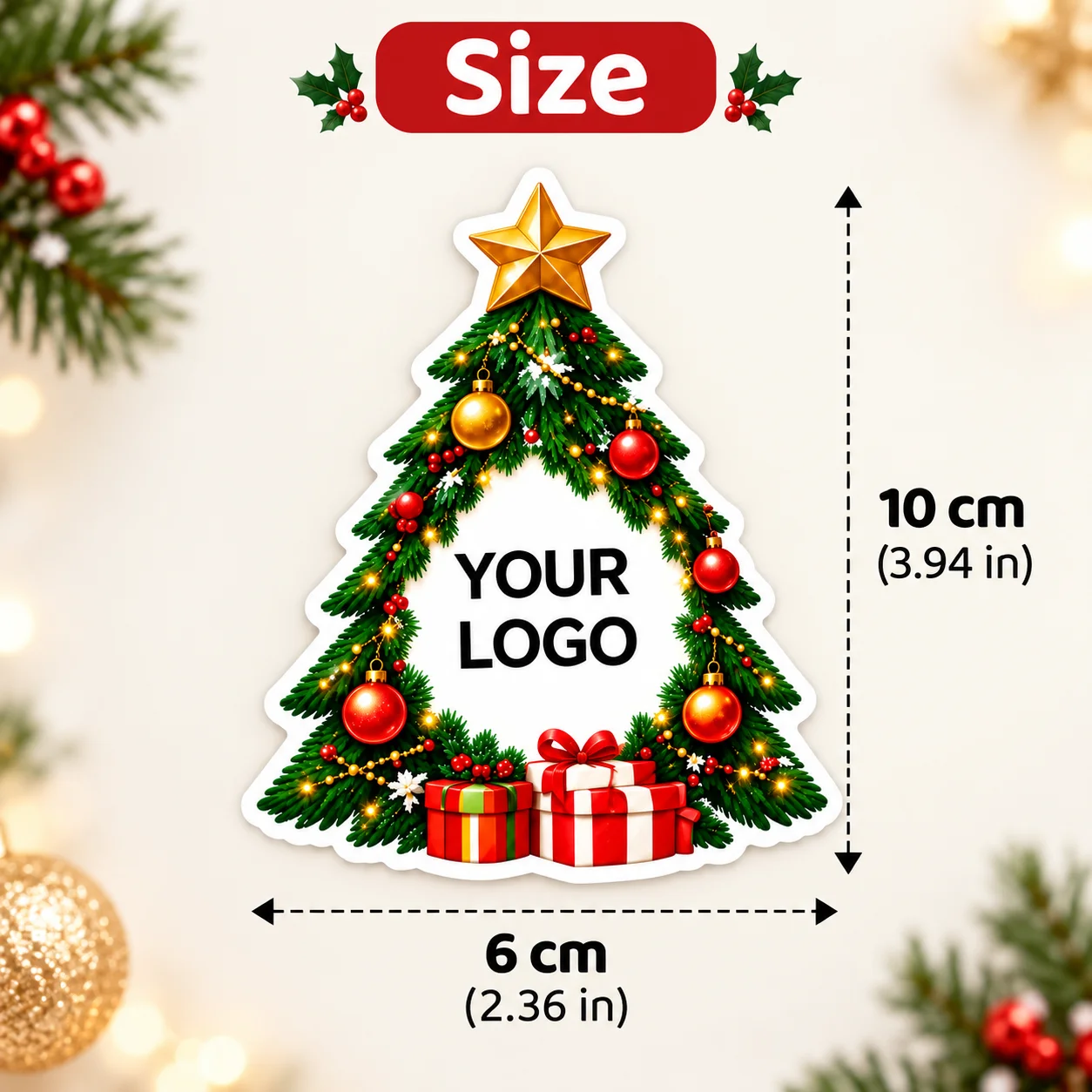 8/16/24/80PCS Personalized Christmas Tree Stickers Custom Logo Stickers Christmas Gift Labels Holiday Party Gift Packaging Decor
