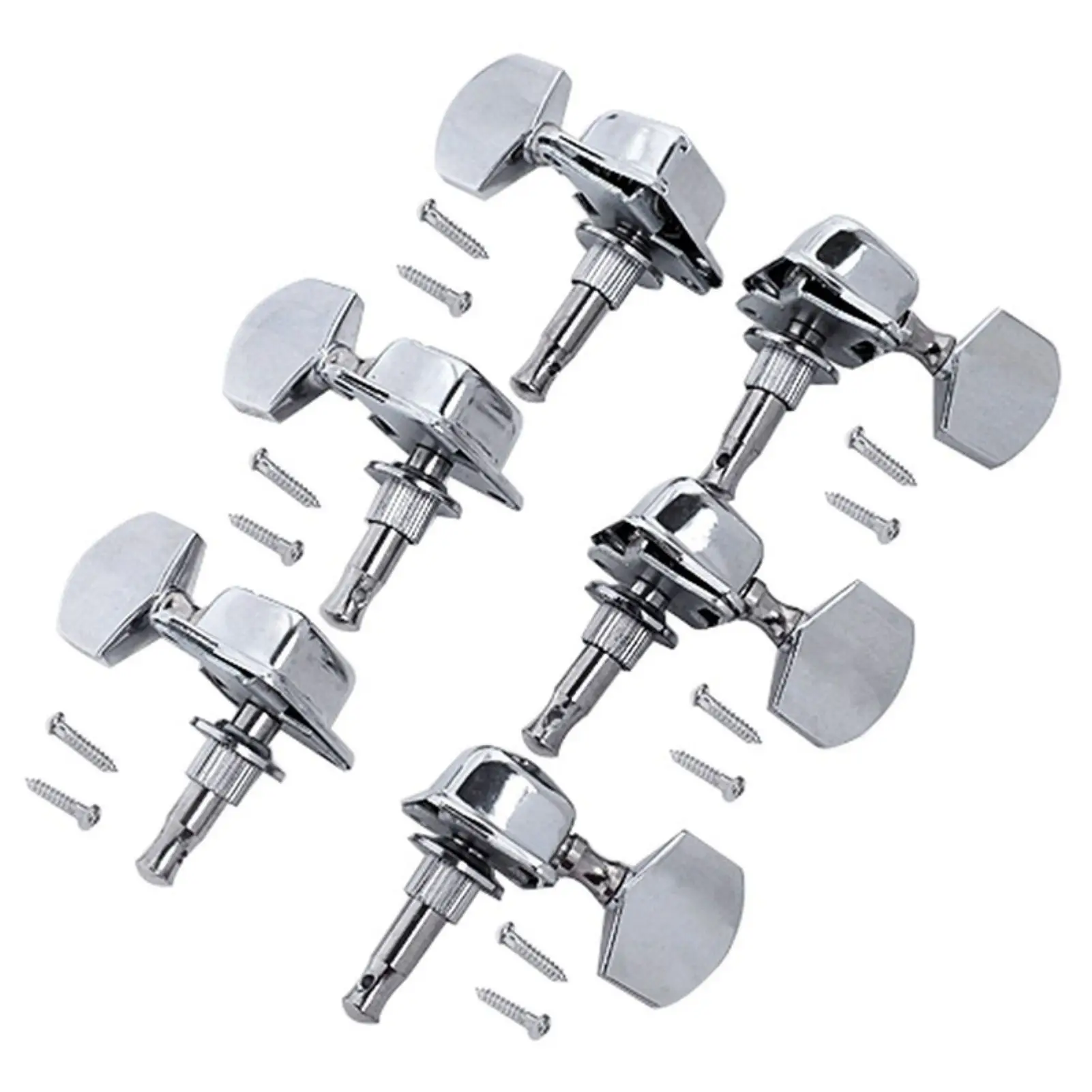 Metal Semi-closed Tuning Pegs Button Semi-Closed String Direction Message Guitar for Guitar or Acoustic Guitar Chrome Silver