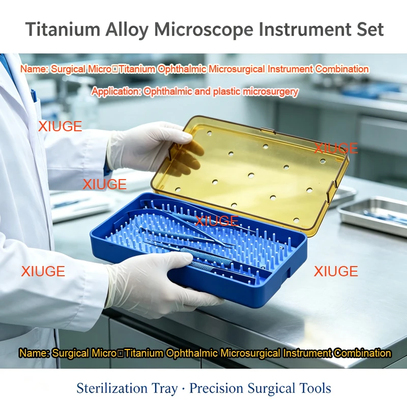 XIUGE Surgical Microtitanium Surgical Instrument Ophthalmic Microsurgical Instrument Combination Needle Holder/Scissors/Tweezers