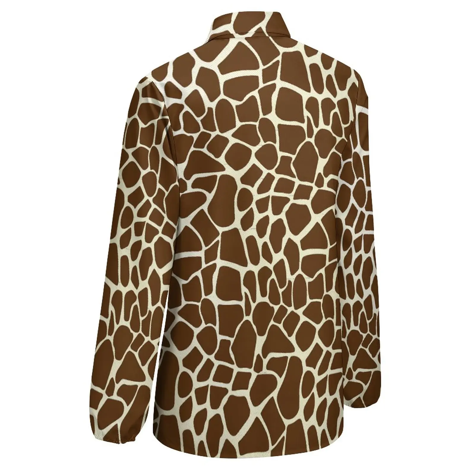 Giraffe Blouse Brown Animal Print Cute Pattern Blouses Womens Streetwear Shirts Autumn Long-Sleeve Oversized Top