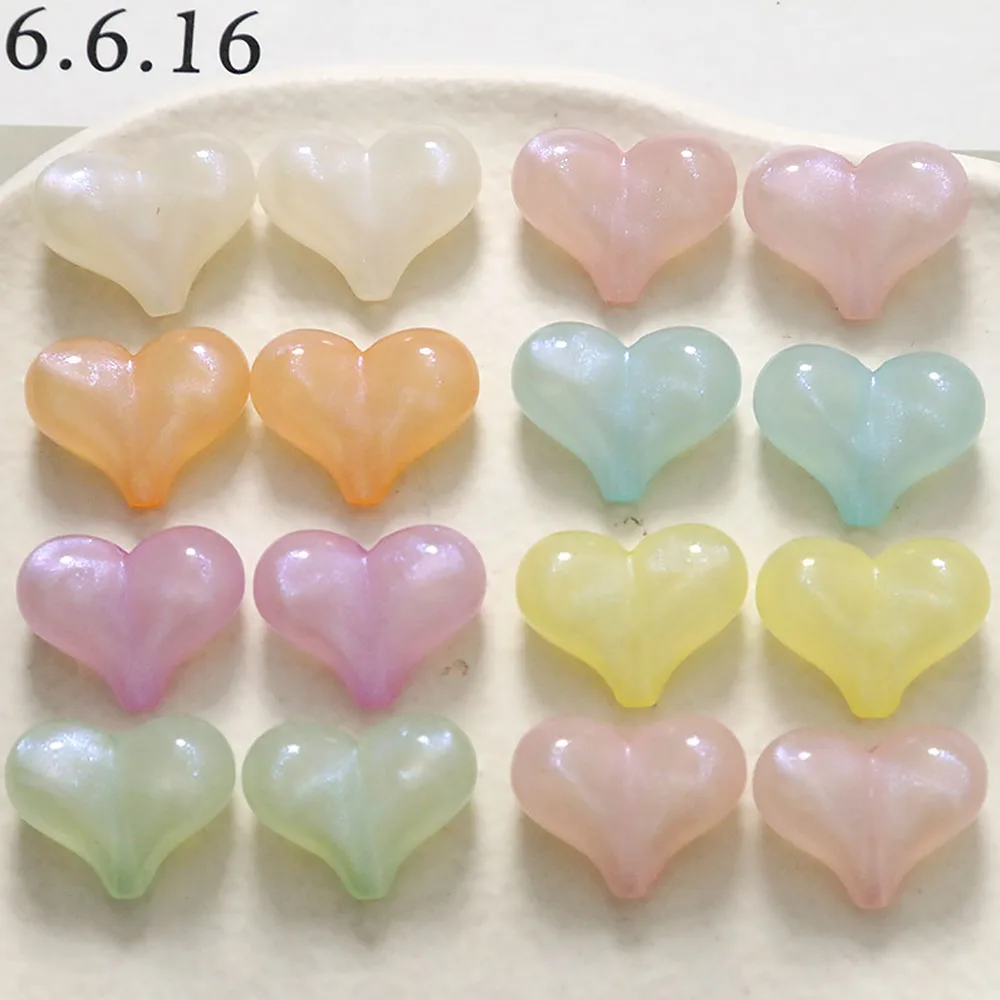 20Pcs Acrylic Peach Heart Love Loose Beads Pearlescent Color Straight Hole Bead For Jewelry Making DIY Bracelet Necklace 17*22mm