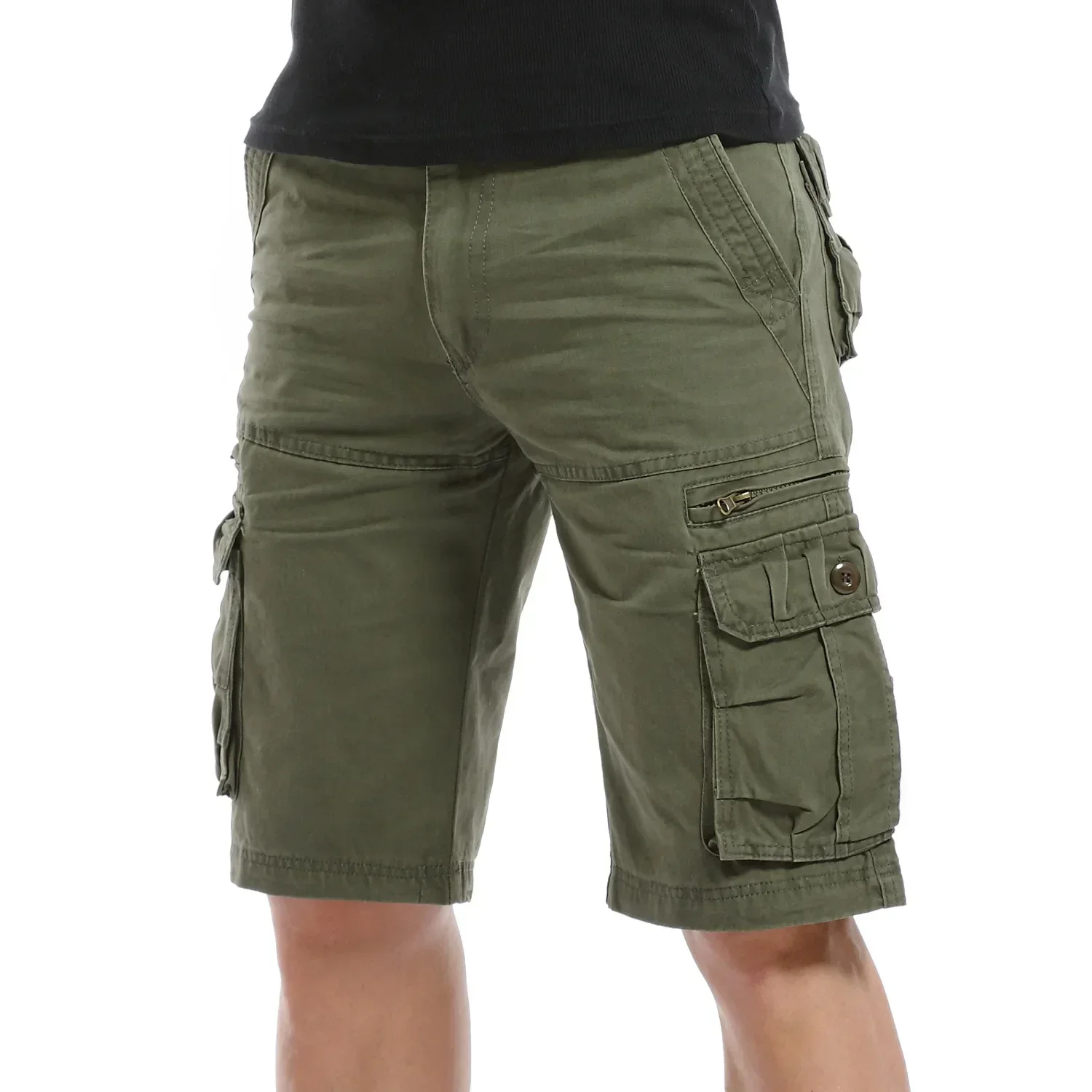 Summer Men\'s Tactical Safari Cargo Shorts Loose Casual Multi-Pocket Cotton Hiking Streetwaear Fashion Shorts Male Hot