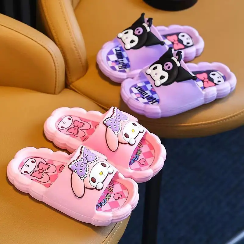 

Детские тапочки Sanrio Y2K Hello Kitty Kuromi, 2 шт., милые четырехсезонные домашние тапочки для купания для девочек, нескользящие детские тапочки для родителей и детей