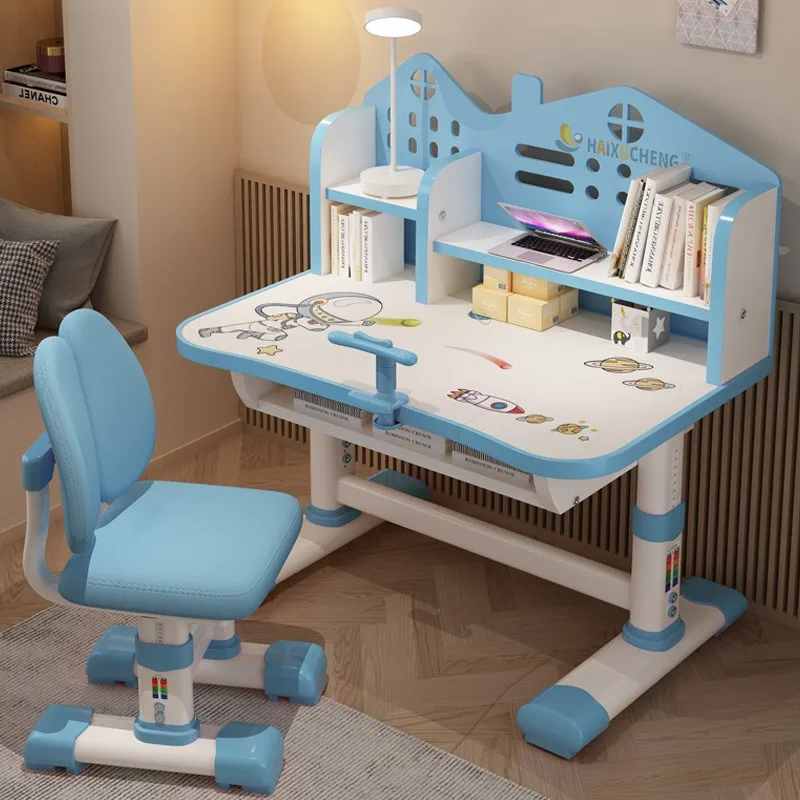 Children's Day Gifts Study Tables and Chairs Desk Set Writing Home Correction Sitting Posture Spine Protection Lifting Bookshelf