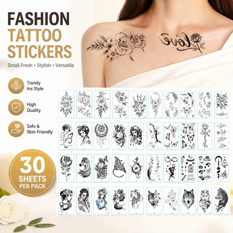 New Fresh Style Temporary Tattoo Stickers Ins Minimal Letter Patterns Premium Tiny Body Decals Fashion Personal Ornaments