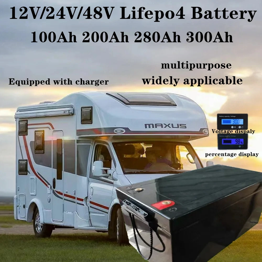 

Lifepo4 12V 24V 48V 100Ah 200Ah 300Ah 400Ah LiFePo4 Battery Lithium Iron Phosphate Batteries For Solar Boat inverter Golf Cart