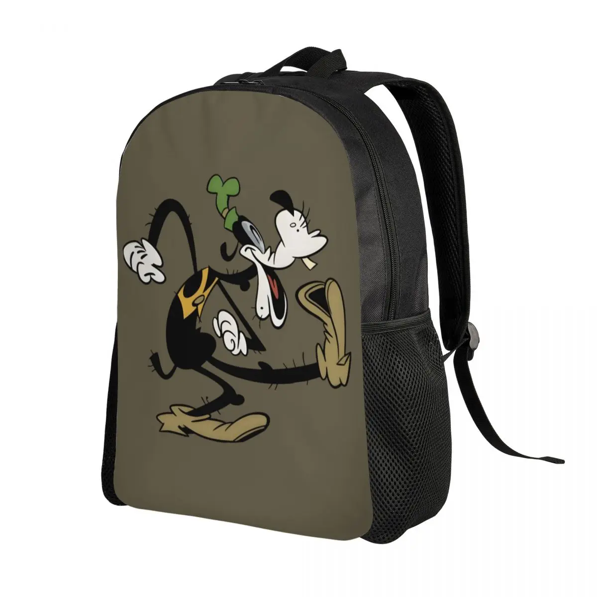 Ransel Goofy Kustom untuk Wanita Pria Tas Buku Cetak Kartun Sekolah Perguruan Tinggi Tahan Air