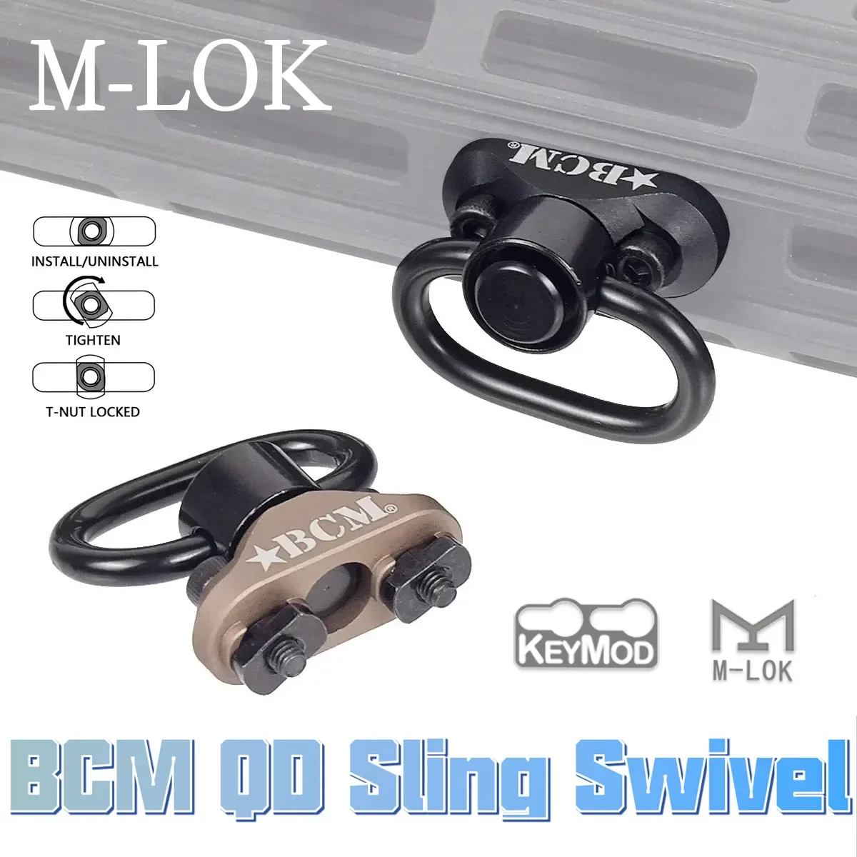 

Tactical Metal BCM QD Sling Stud Mount Adapter Fit M-LOK Keymod Mount Base Swivel Strap Buckle Quick Release Button Accessories