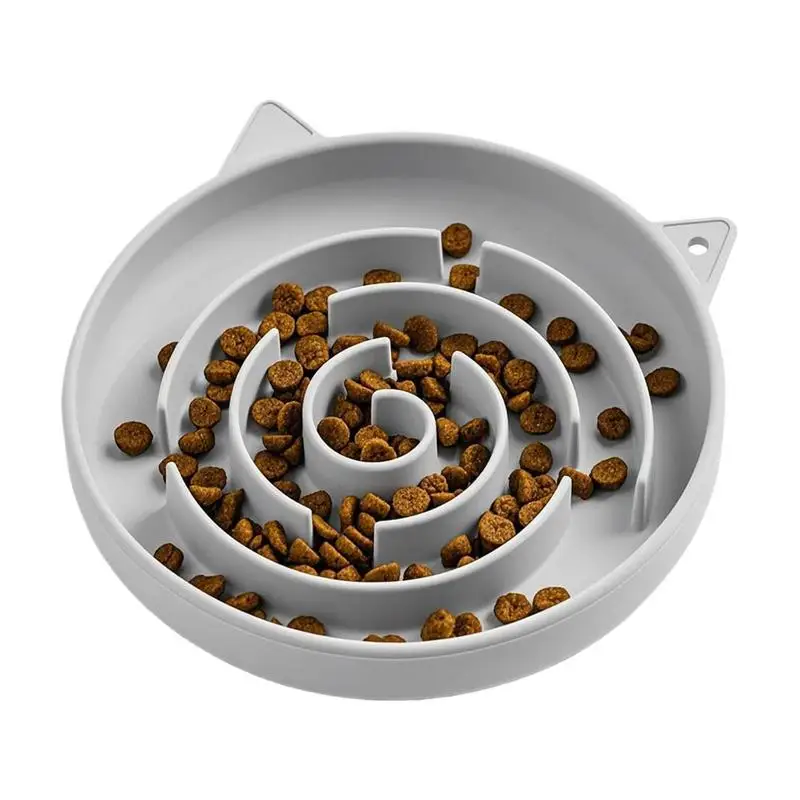 Cuenco de alimentación lenta para gatos, cuenco de comida para gatos, alimentador lento, soporte de comida de silicona para animales, plato en forma de laberinto para comer saludable para sala de estar