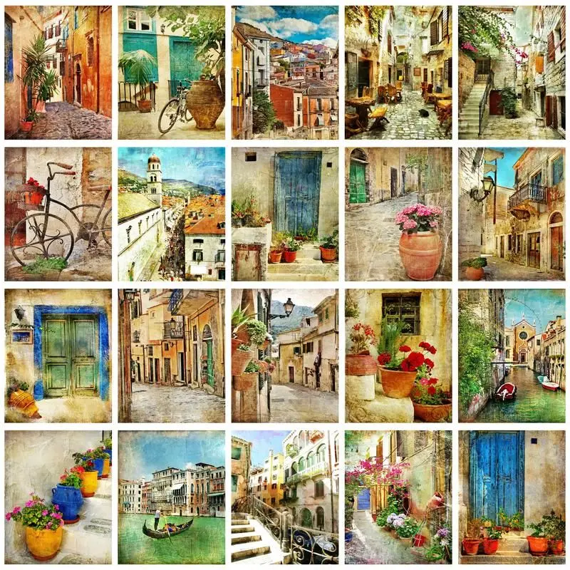 

GATYZTORY Coloring By Number City Landscape Kits For Adults Handpainted On Canvas DIY Painting By Number Home Decor