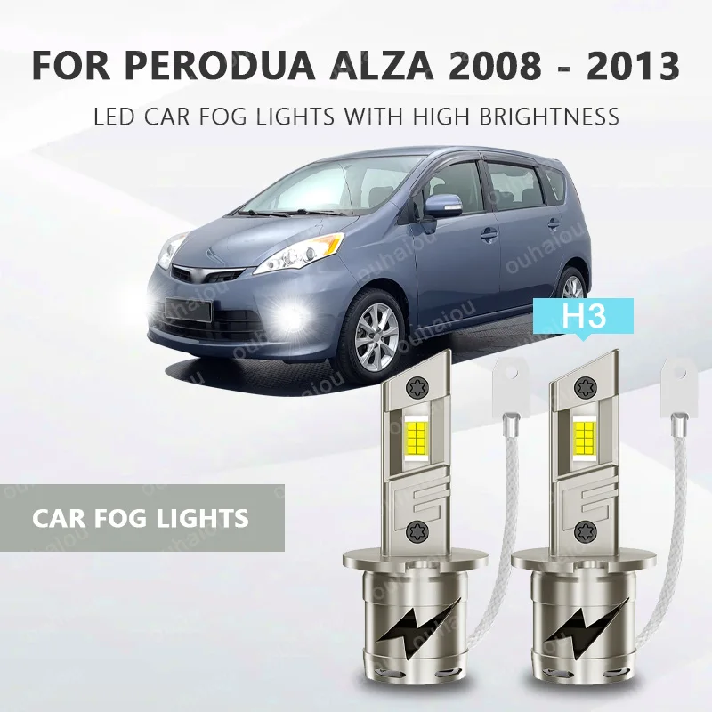 

For PERODUA ALZA 2008 - 2013 2Pcs H3 LED fog lamp LED Lights Head Lamp for Car LED fog lamp Bulb with heat sink