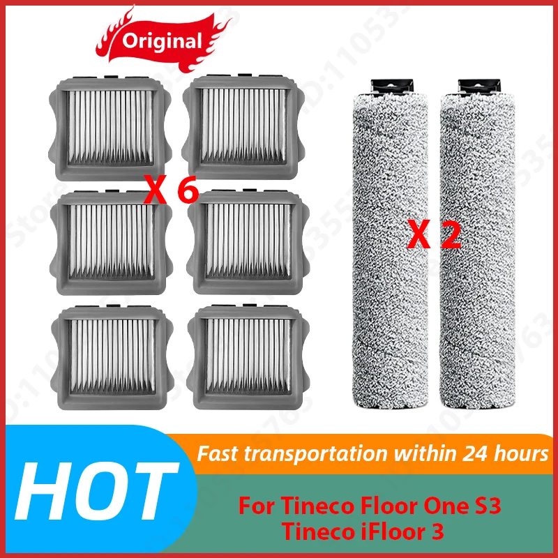 Fit For Tineco Floor One S3 / Tineco IFloor 3 Cordless Wet Dry Vacuum Roller Brush Hepa Filter Replacement Accessories Parts