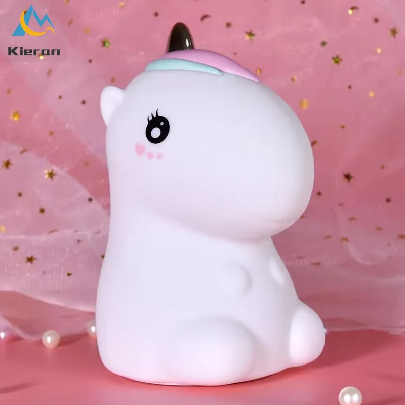 Touch Sensor Unicorn LED Night Lights USB Rechargeable Cartoon Night Lamp Silicone Children Kids Baby Gift Bedroom Bedside Lamp