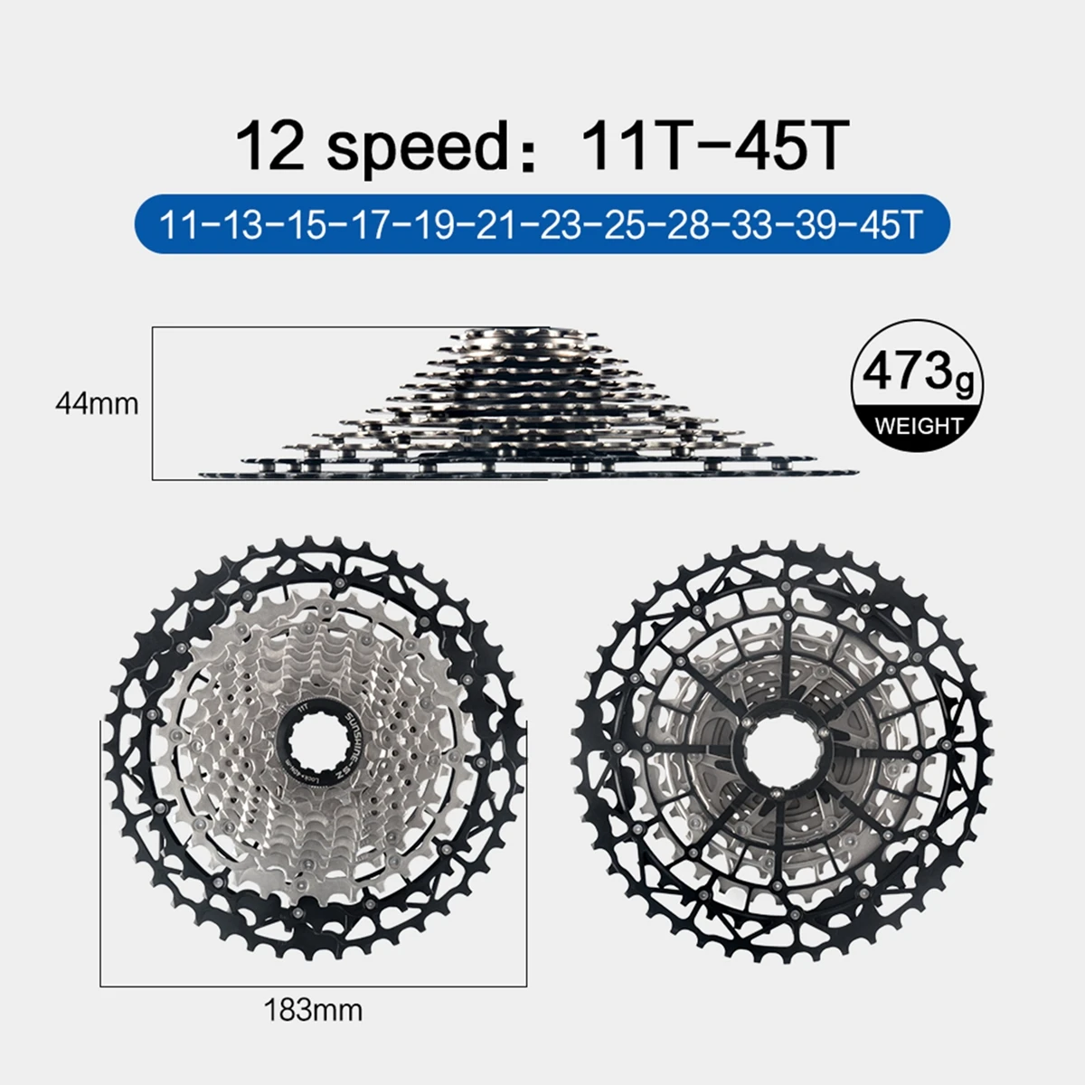 Sunshine Mountainbike 12S Kassette MTB 40T 42T 45T 46T 48T 50T 52T 12V K7 Off Road Fahrrad Kettenrad 12 Geschwindigkeit für Shimano M6100 – Detail 19