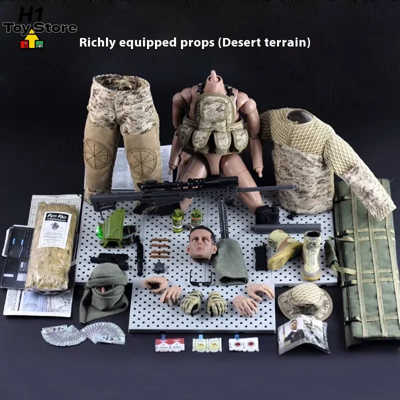 Figura de Ação Sniper da Selva 1/6, Boneco Militar de Forças Especiais com Juntas Móveis, Brinquedo Tático Colecionável Feito à Mão para Colecionadores