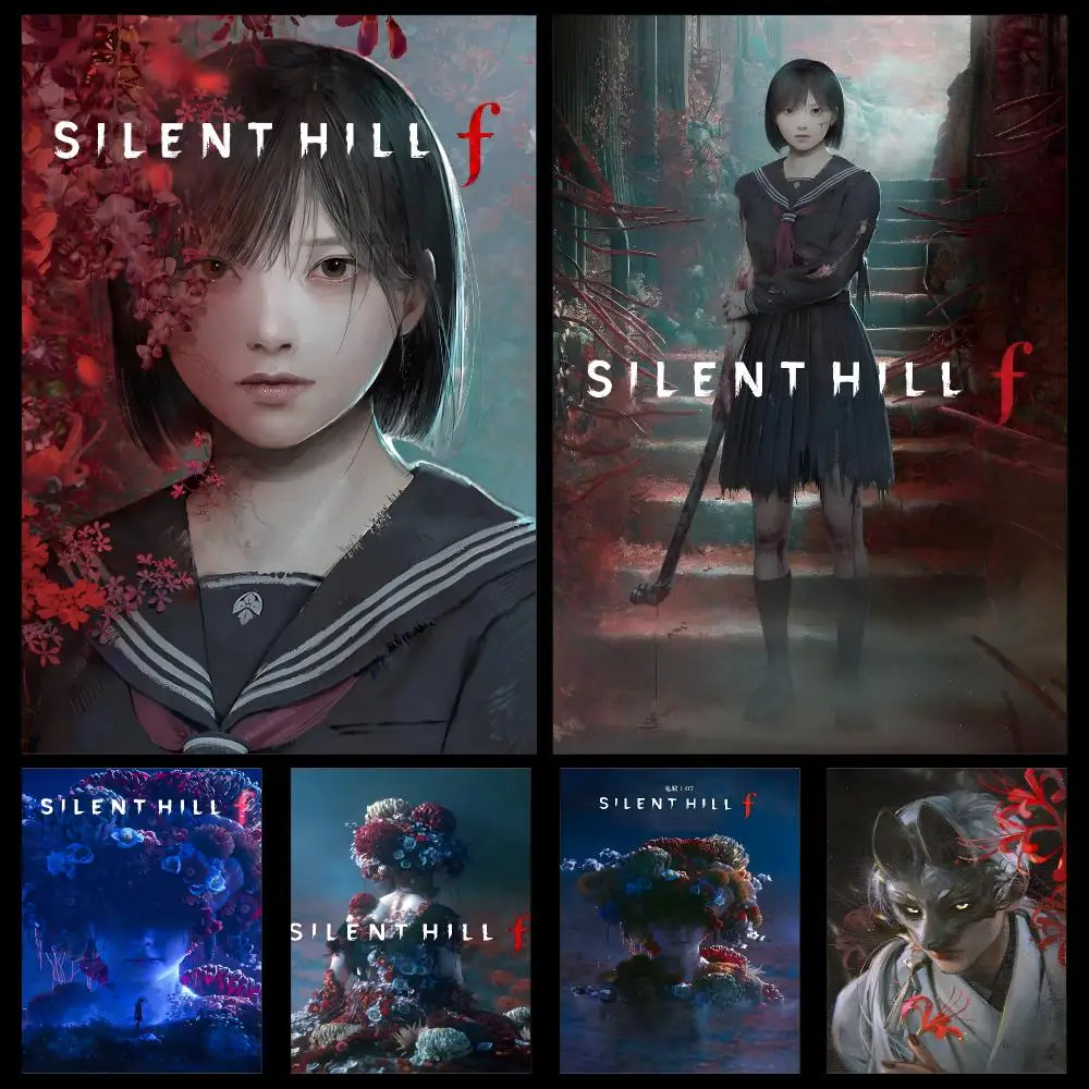 Image of Silent Hill F Japanisches Horror-Poster, selbstklebend, dekorativ, HD, für Garage, Spielzimmer, Wohnzimmer, Geschenk