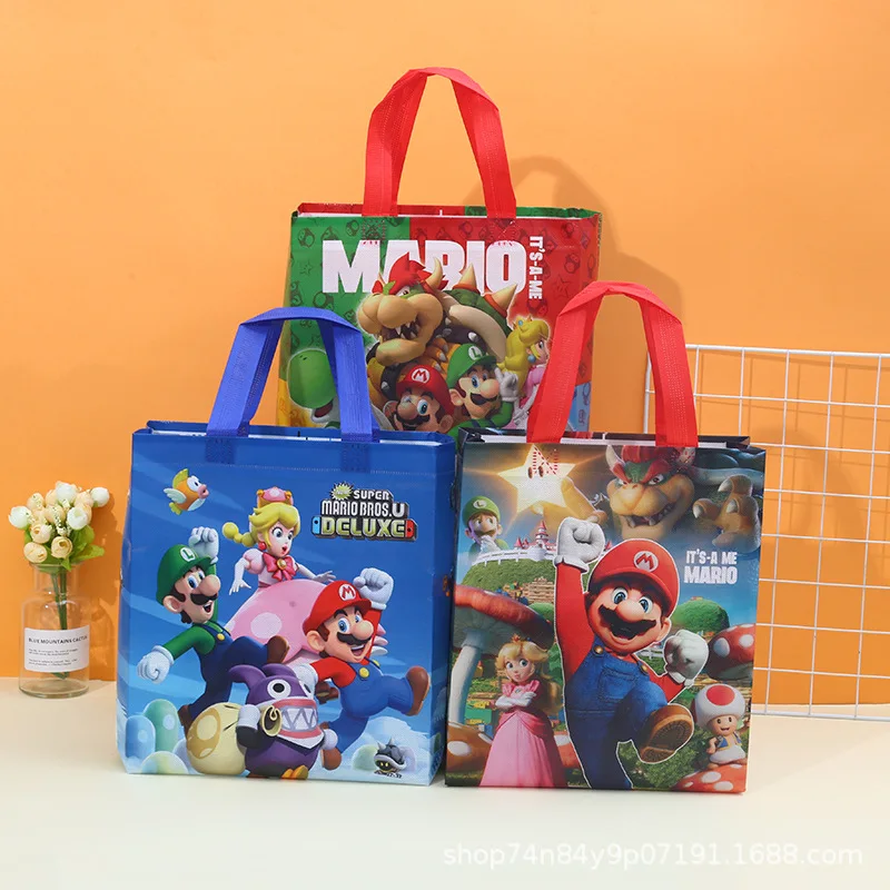 

6/12pcs Super Mario storage bag Non woven tote bag Cosmetics storage bag Portable travel bag Gift bag Gift packaging bag Gift