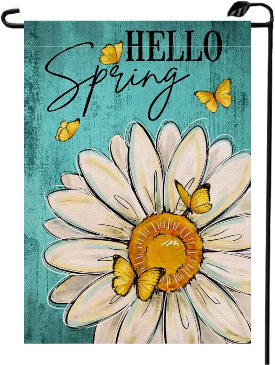 Spring Daisy Garden Flag 12x18 Inch Double Sided Hello Spring Floral Butterfly Yard Outdoor Burlap Outside Decoration Flag C zzo