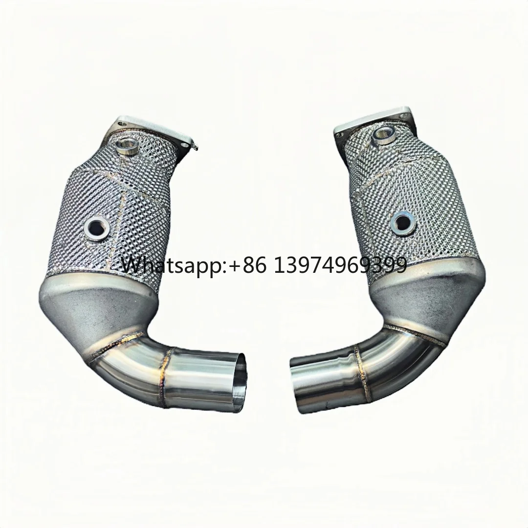 For DEX Stainless Steel With Heat Shiled High Flow Exhaust Downpipe for 2013-2019 Porsche 911 991.1 991.2 Turbo S 3.8T