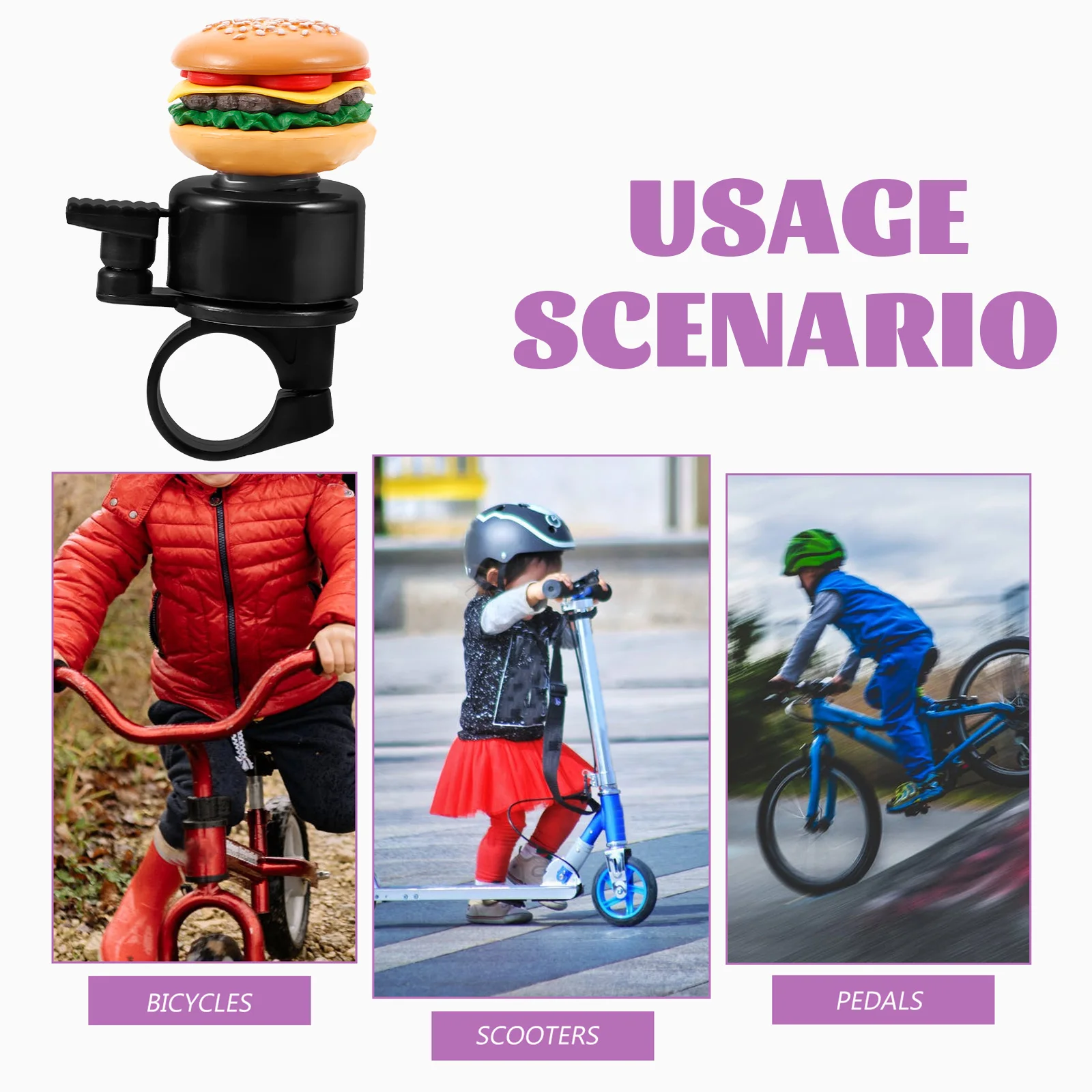 

Electronic Bicycle Bell Child Bike for Kids Girls Aluminum Alloy Pink Burger Bells