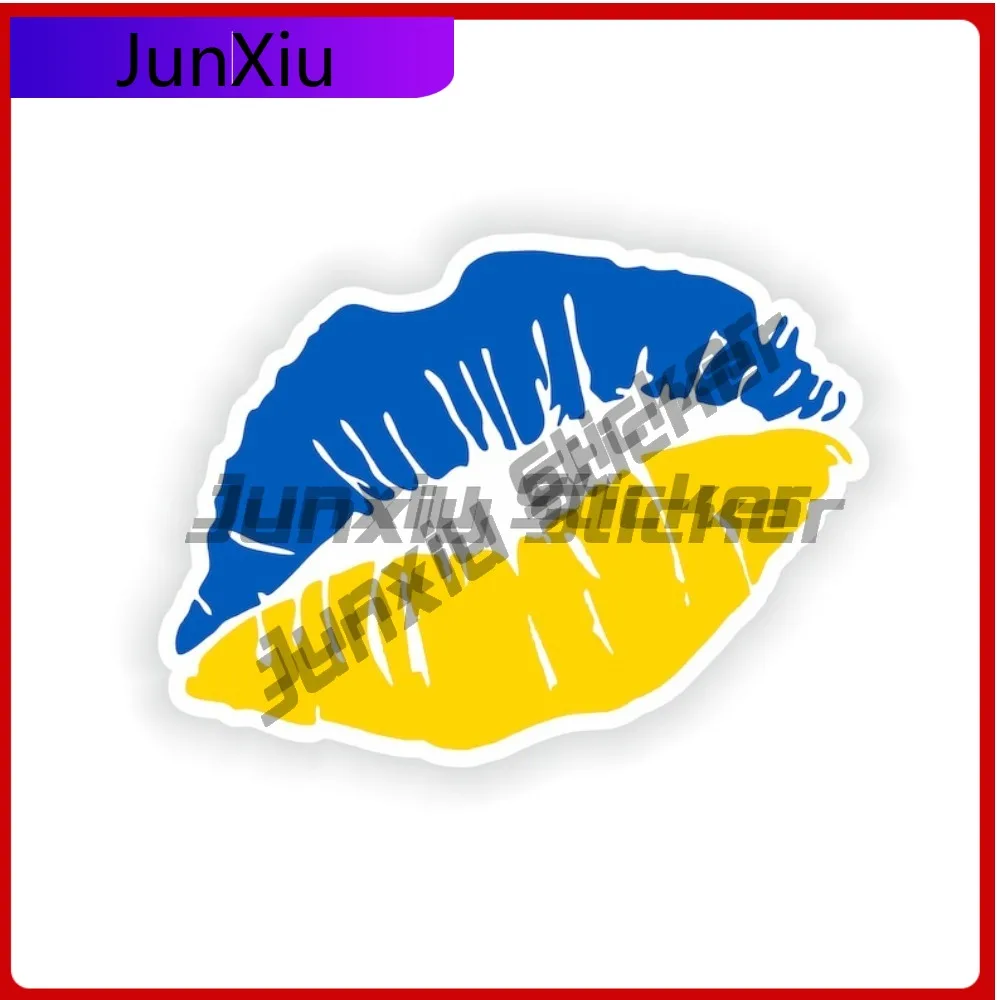 

Ukraine Flag Lips National Emblem Sticker Vacation Stickers Personalized Adventure Motorcycle Stickers Custom Boat Decals Waterp