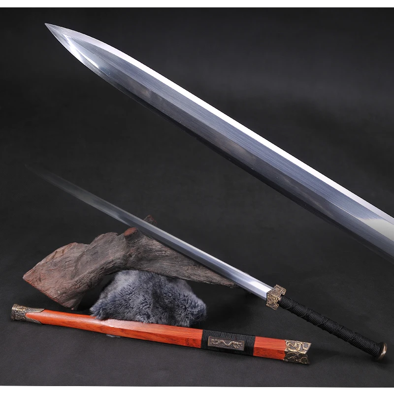 Traditional Chinese sword Han Jian, Real Chinese Jian,Manganese Steel Blade, Two-hands Sword, No Sharp Home Decor,House Ornament