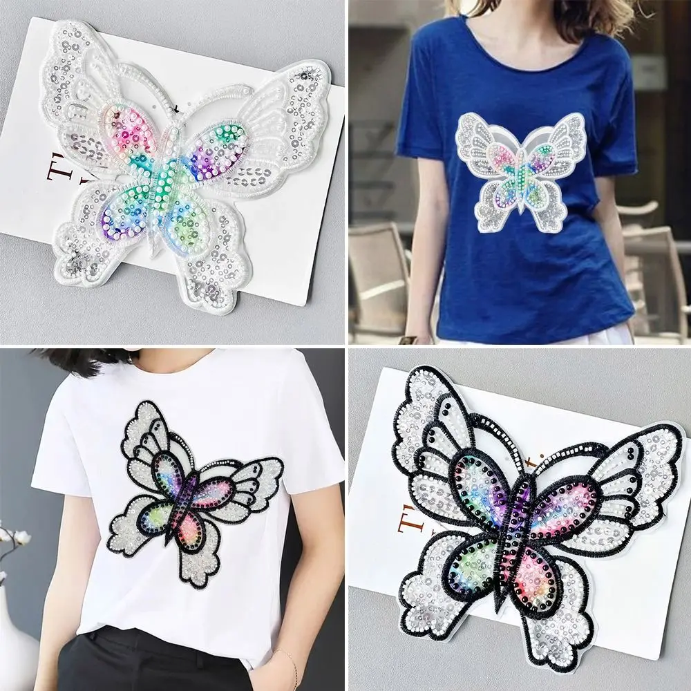 

Fashion Beaded Sequin Butterfly Corsage Embroidered Clothing Bag Decorative Accessories Cloth Patch Colorful Sewing Patch