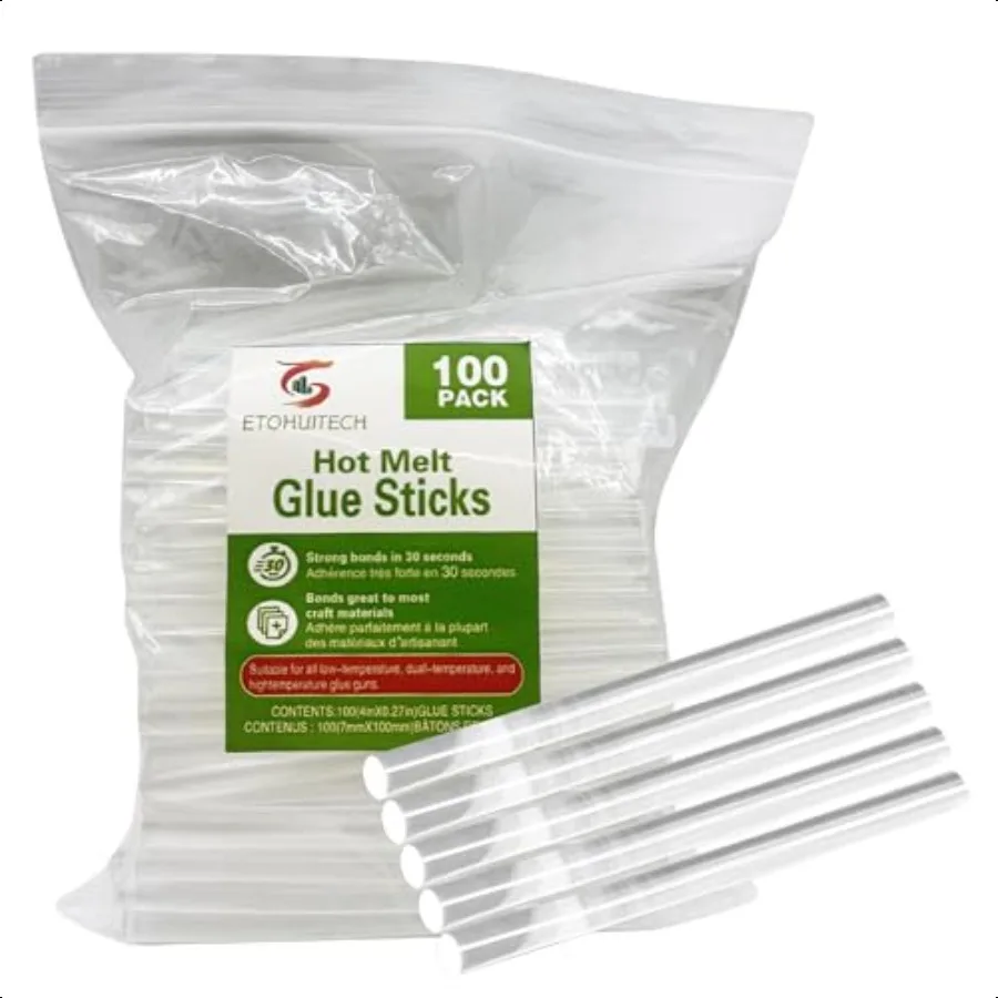 

Transparent hot melt Glue Gun Stick 4 inches0.27 inches 100packs EVA Material Adhesive Suitable for Crafting Paper and Wood Blo