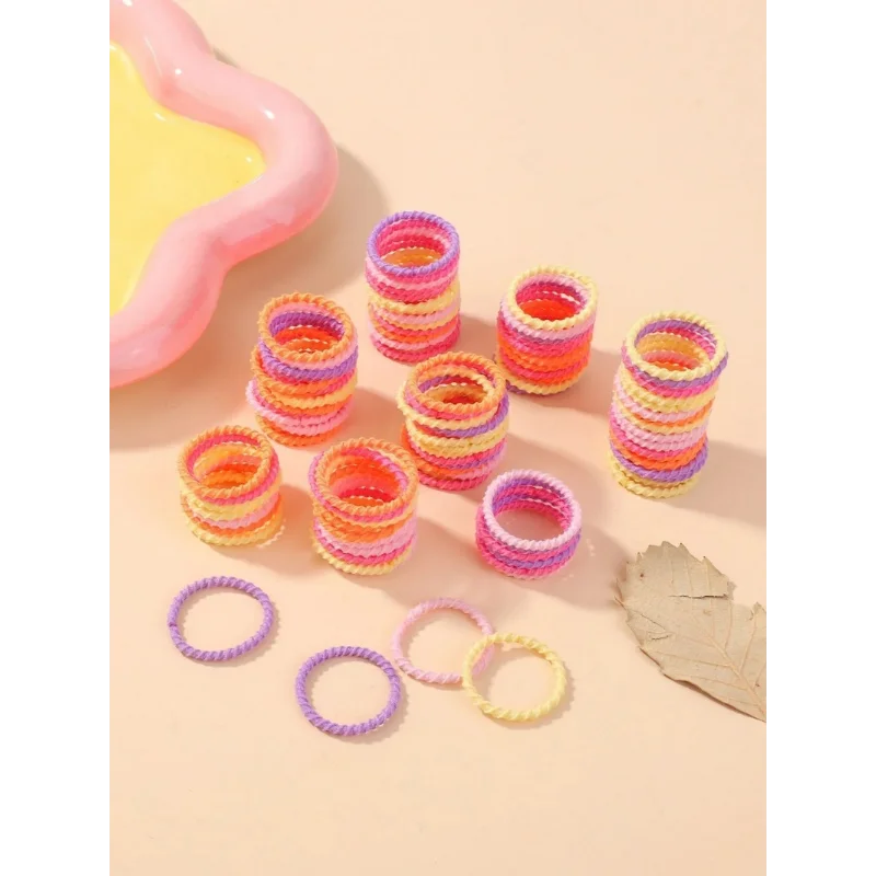 100pcs Baby 2cm Colorful Rubber Band Does Not Hurt The Hair Small Thumb Ring High Elastic Thread Toddler Kids Scrunchies Set