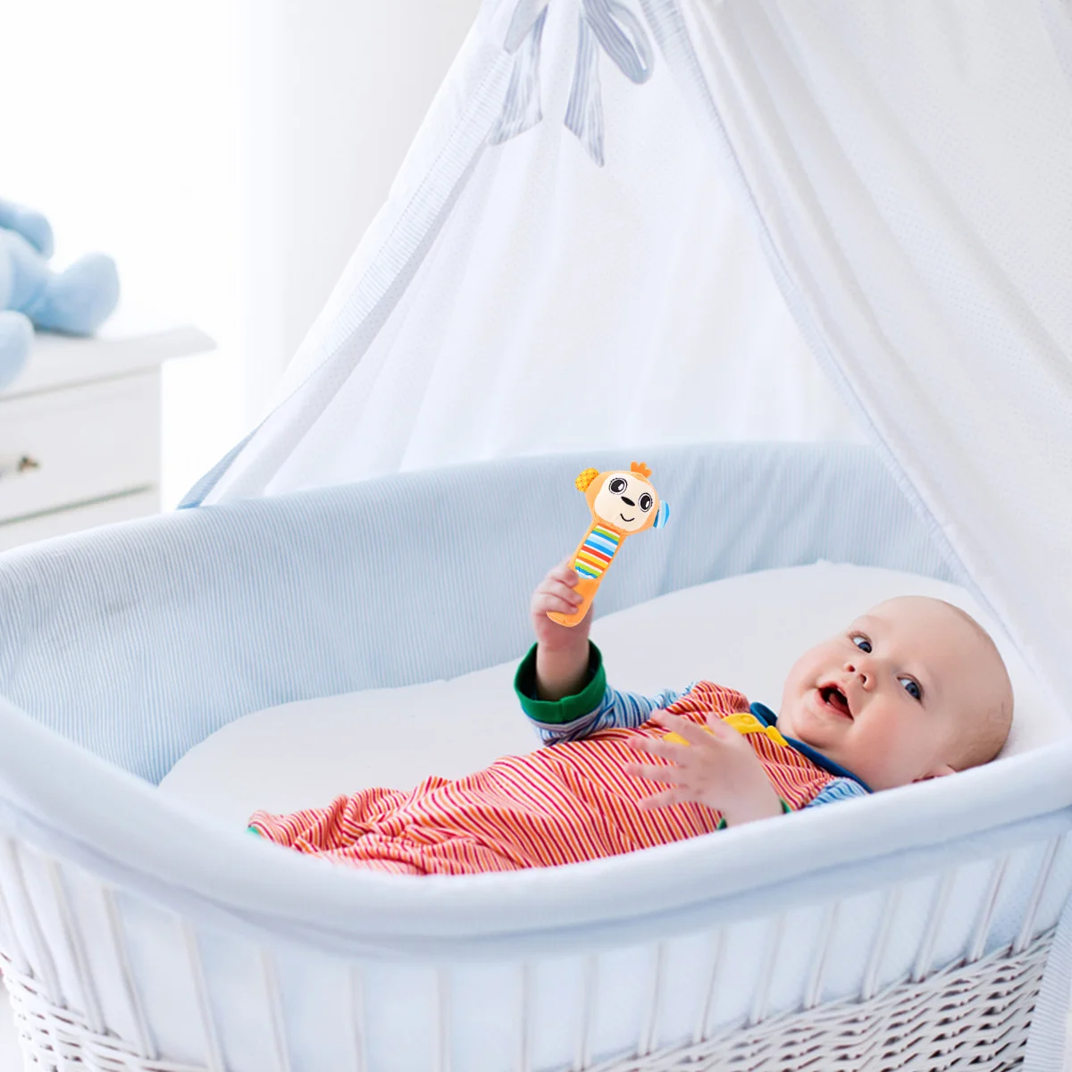 1 قطعة حشرجة الموت اليدوية للطفل الرضيع الوليد البرتقالي القرد البسيطة محشوة الحيوان التنمية الحسية التعرف على الألوان #6