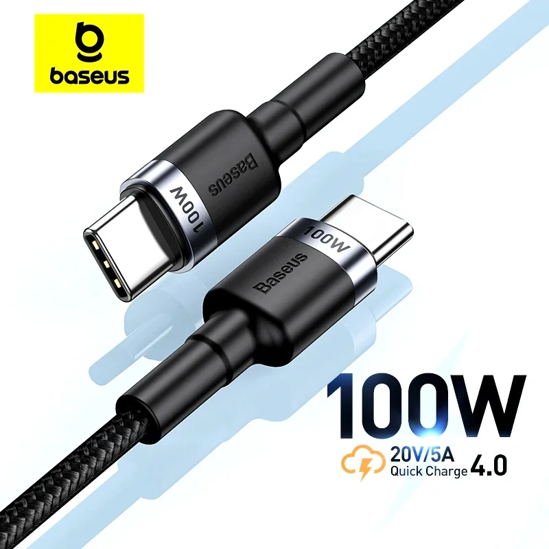Baseus USB Type C To USB C Cable For iPhone 17 16 100W/5A PD Fast Charging Charger Cord For Macbook Xiaomi Samsung Type-C Cable