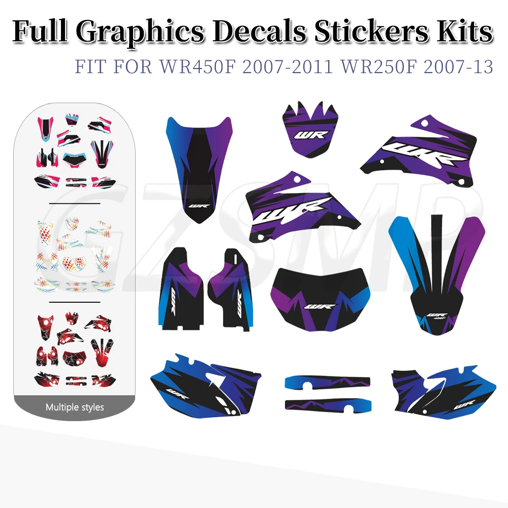 

Подходит для YAMAHA WR250F 2007-2013 WR450F 2007-2011 WR 250F 450F 2008 2009 Deco графический фон наклейки комплект наклеек