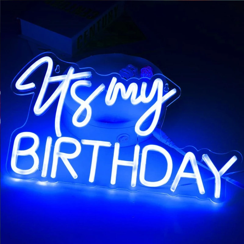 Enseigne au néon en silicone personnalisée Happy Birthday, décoration murale pour la maison et la boutique, haute qualité, durable, 2024-110 V, style 240