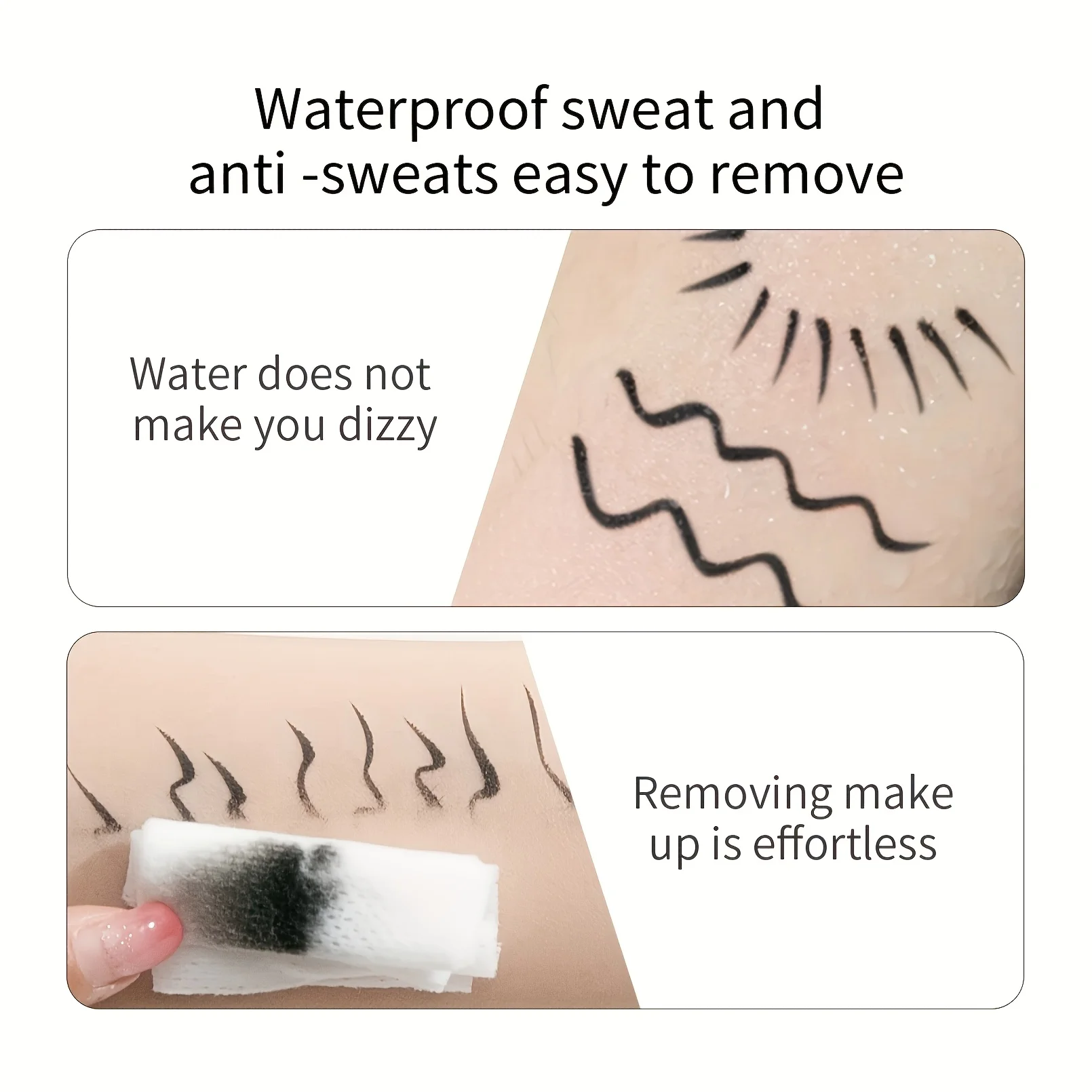 محدد عيون سائل مقاوم للماء باللون الأسود الطاووس مع لوحة ظلال عيون بلونين - مجموعة مكياج عالية المصطبغة تدوم طويلاً للعيون