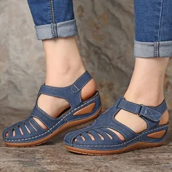 Damskie sandały styl boho letnie buty dla kobiet letnie klapki na obcasach Gladiator Sandalias Mujer eleganckie buty na koturnie