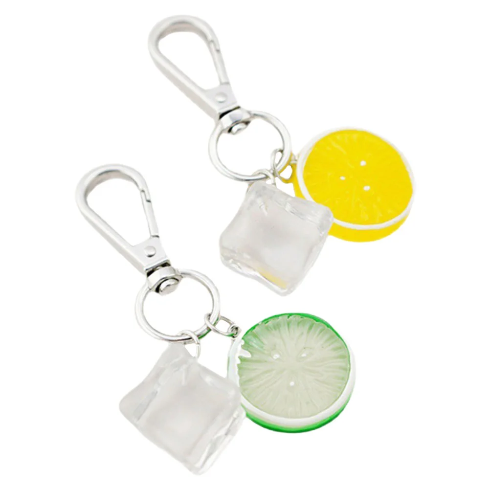 

2 Pcs Ice Cube Keychain Wallet Holder Charm Fruit for Keys Bulk Chains Car Women Bag