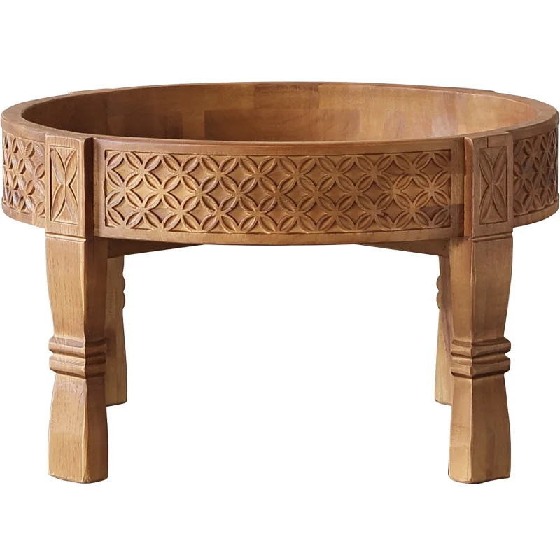 Solid wood coffee table, Japanese antique replica bay window tatami old wood relief tea table