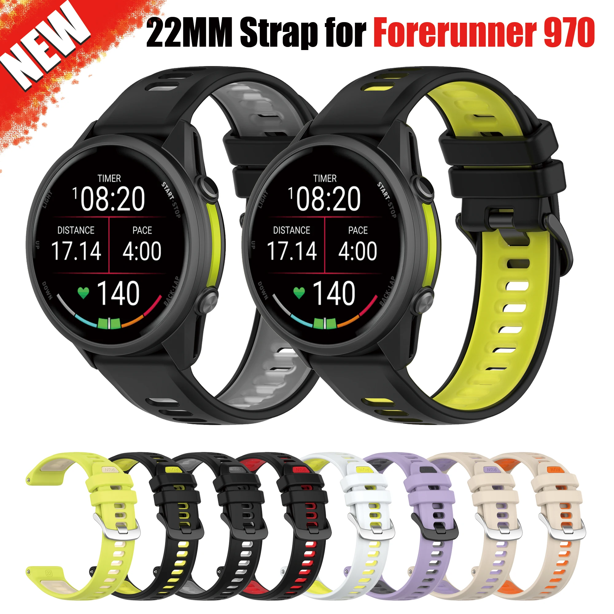 

Спортивный силиконовый ремешок 22 мм для браслета Garmin Forerunner 970 Garmin 970 965 955 945 935 745 Сменные умные часы Correa